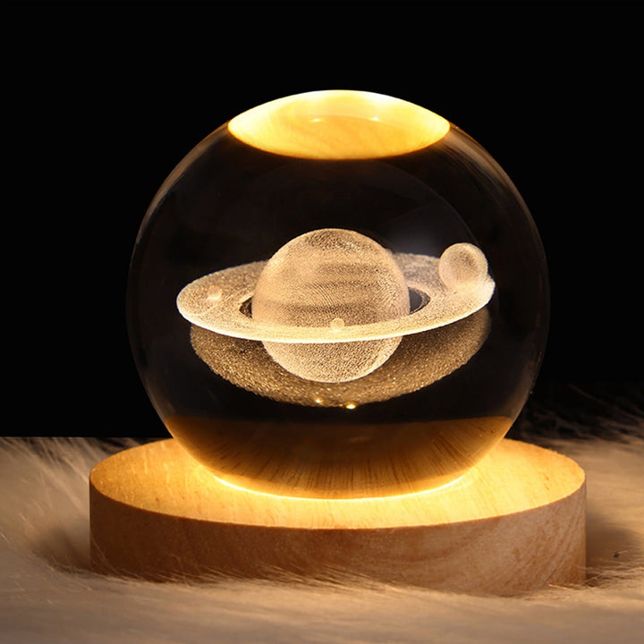 Stunning LED crystal sphere lamp with galaxy effect, perfect 3D night light.