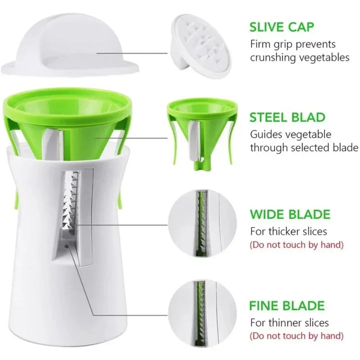 Versatile manual spiralizer for vegetables & cheese. Effortlessly grate cheese or slice veggies for quick, healthy meals.