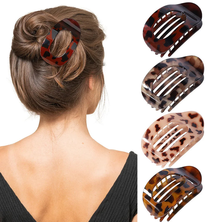 Oval Flat Hair Claw Clip - Matte Duckbill Clip for Women