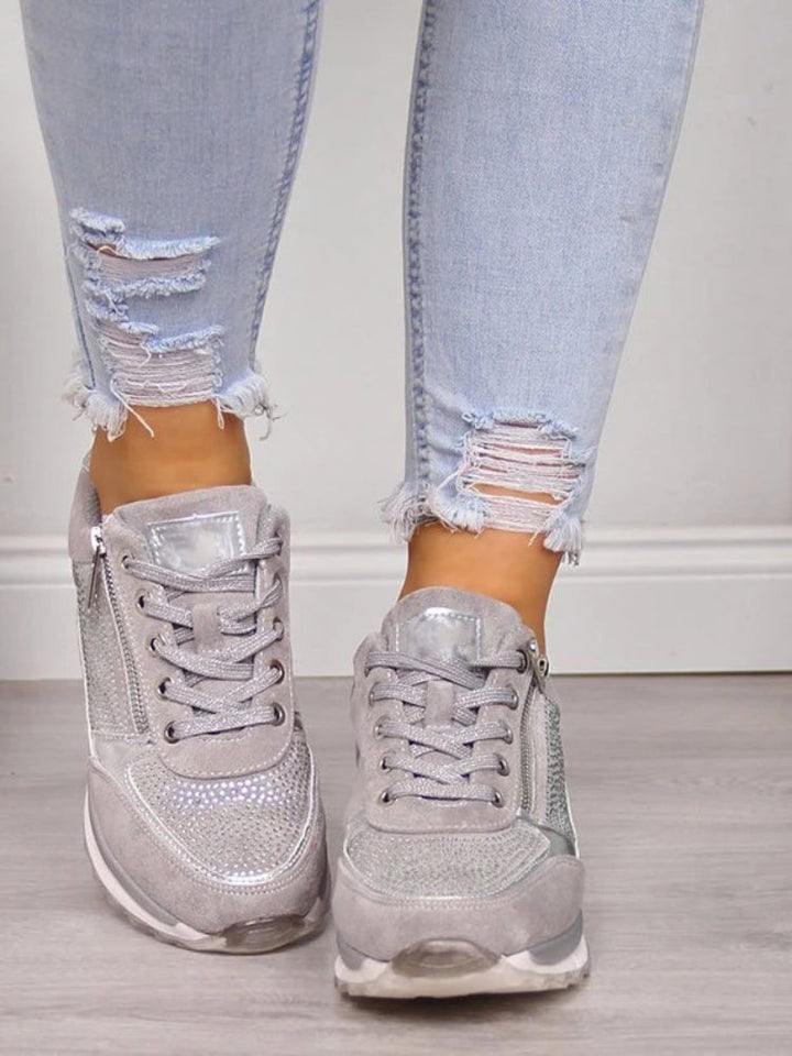 Women's orthopedic sneakers with zipper closure, offering all-day comfort & foot support for walking.