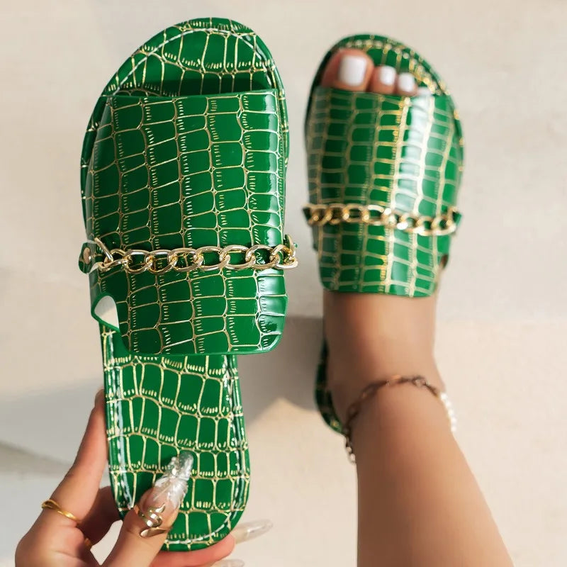 Sophia Croc Embossed Sandals