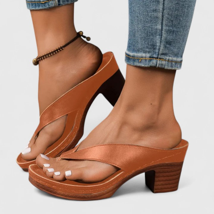 Women's Block Heel Thong Sandals with Ankle Strap