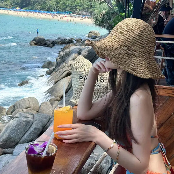Women's Straw Beach Hat with Floppy Brim