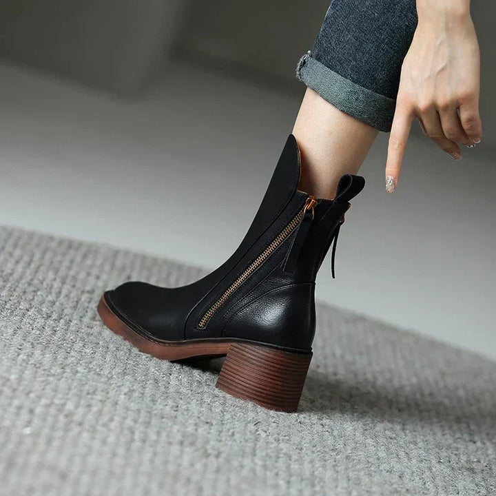 Stylish women's Emery zip ankle boots, platform heel. Classic elegant style, comfortable & perfect for fall/winter fashion.