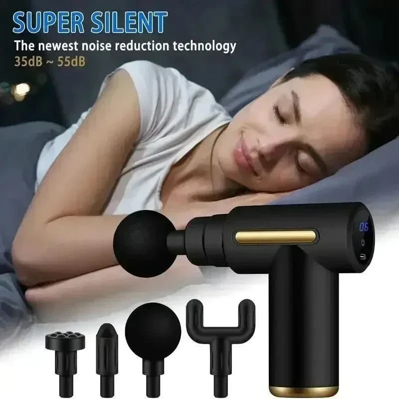 Sleek design deep tissue massage gun, perfect for muscle recovery & relaxation.