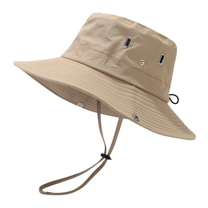 Lightweight women's summer bucket hat, wide brim offers excellent UV protection for outdoor activities.
