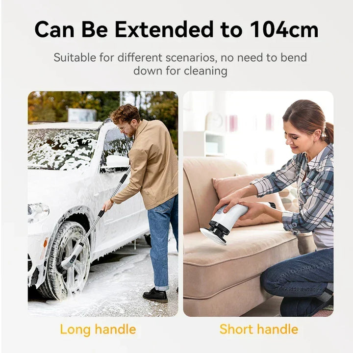 Cordless electric scrubber for bathroom & kitchen. Includes grout brush attachment for deep cleaning tiles & showers.