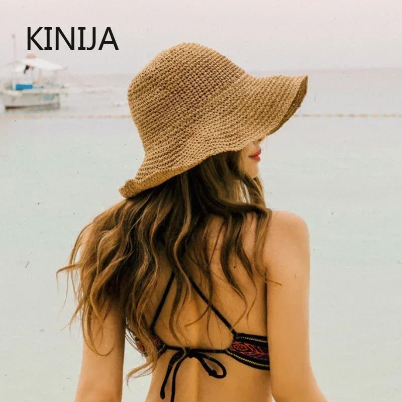 Women's Straw Beach Hat with Floppy Brim