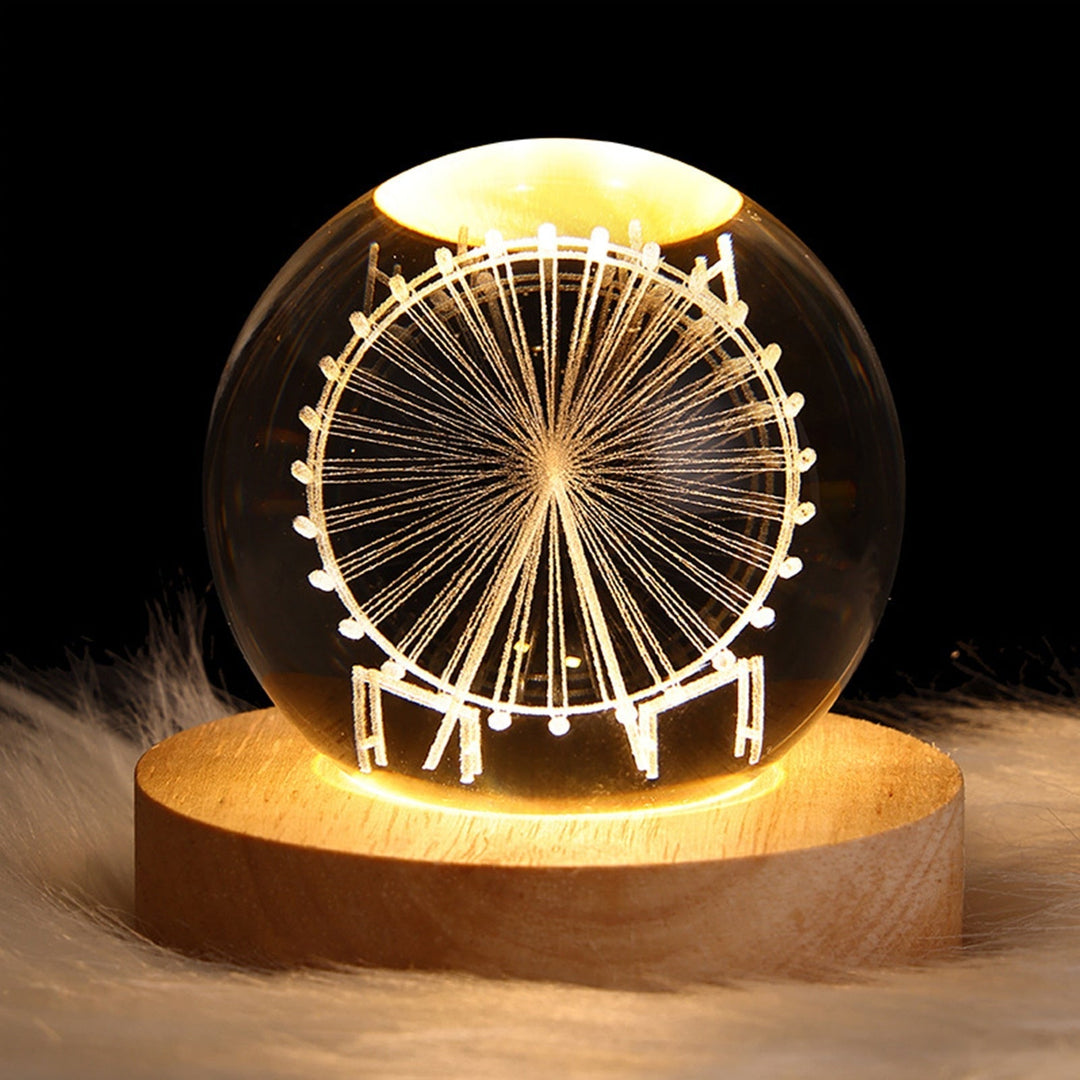 Bedroom night light: Ambient LED crystal sphere lamp, perfect for soothing light.