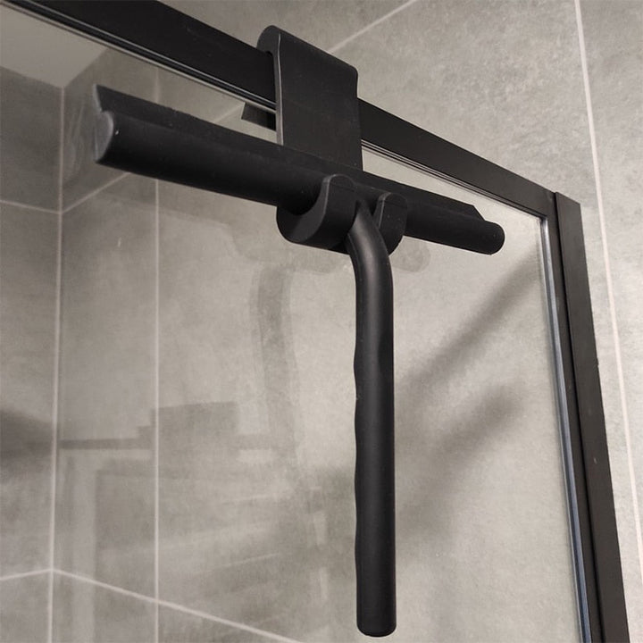 Bathroom shower squeegee with hook for streak-free glass, mirrors & tile. Ideal for bathroom cleaning.