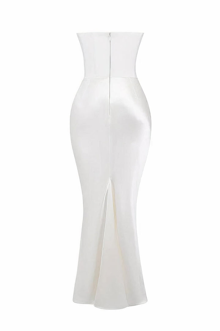 Graceful women's elegant corset dress, strapless bodycon silhouette, perfect for summer evening parties.