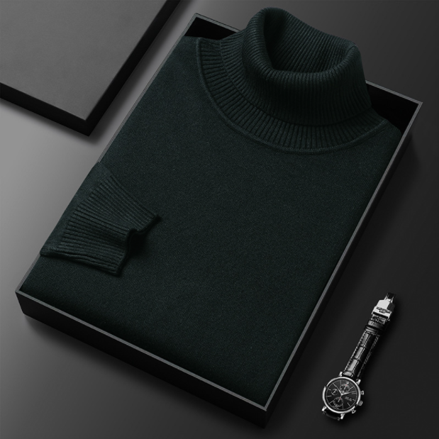 Comfort-fit men's elegant turtleneck, a versatile sweater for stylish fall and winter looks.