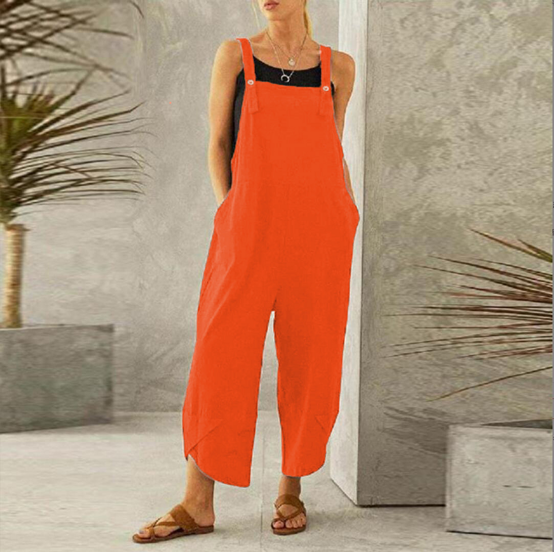 Women's Wide Leg Linen Jumpsuit