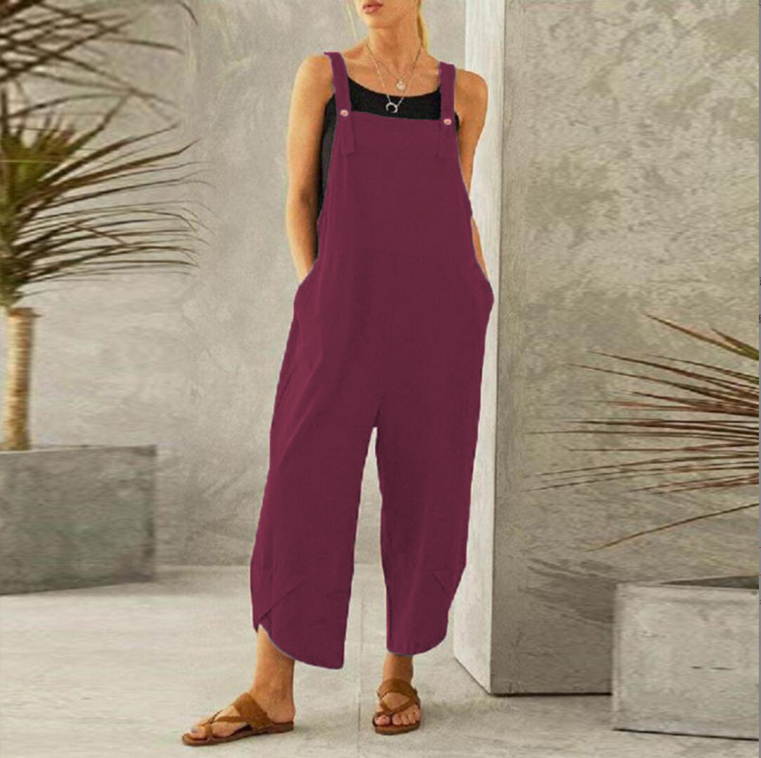 Women's Wide Leg Linen Jumpsuit