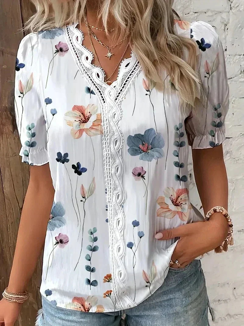 Joann™ Floral Lace V-Neck Blouse