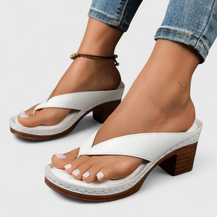 Women's Block Heel Thong Sandals with Ankle Strap