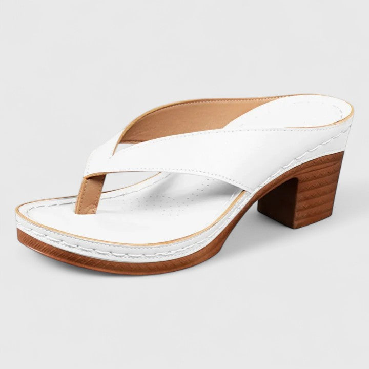 Women's Block Heel Thong Sandals with Ankle Strap
