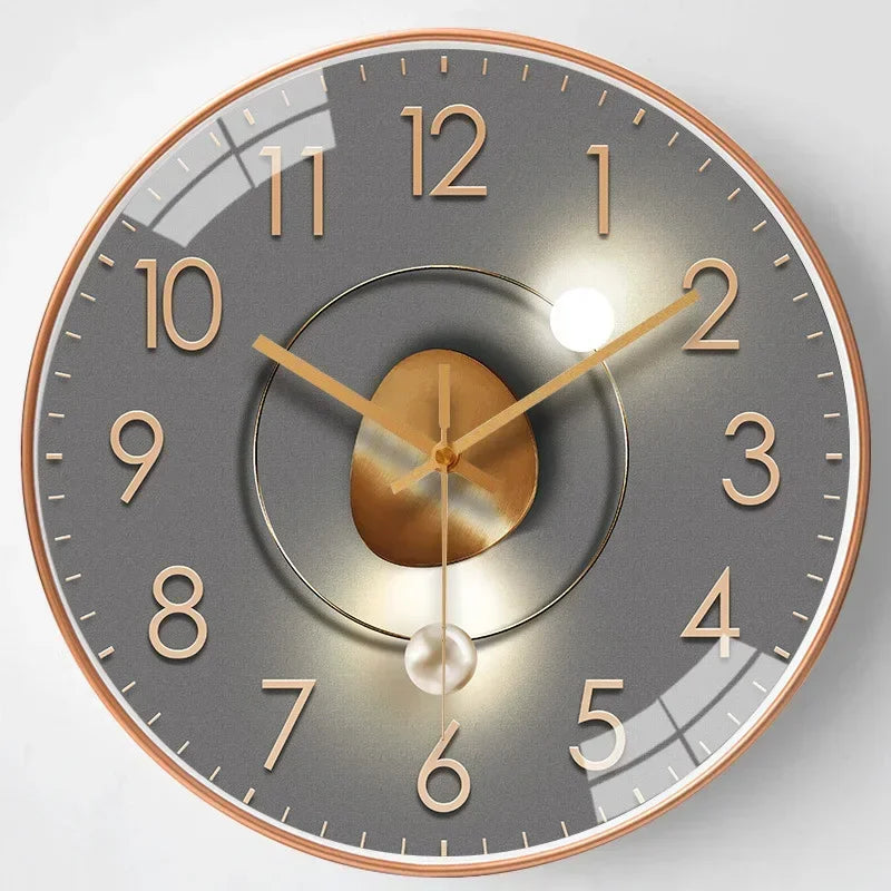 Modern quiet wall clock, perfect for bedroom decor. Silent mechanism ensures peaceful rest, stylish design.