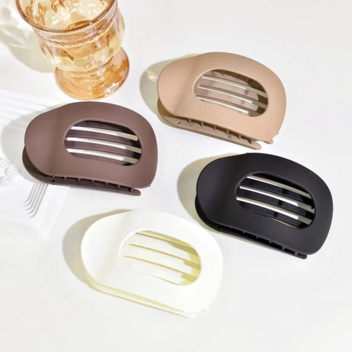 Oval Flat Hair Claw Clip - Matte Duckbill Clip for Women
