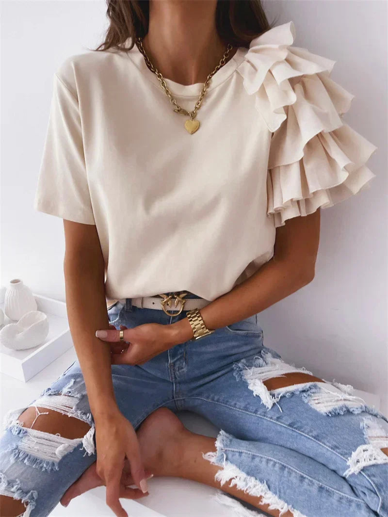 Anna Chic Top with Bold Ruffle Sleeves