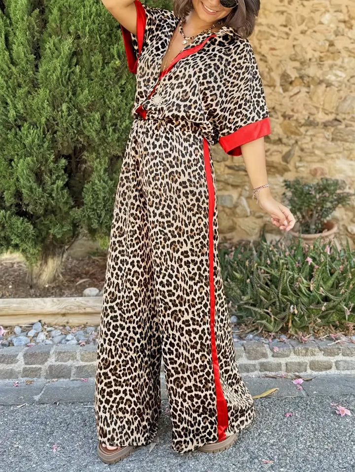 Women's Fluid Leopard Print Wide Ensemble
