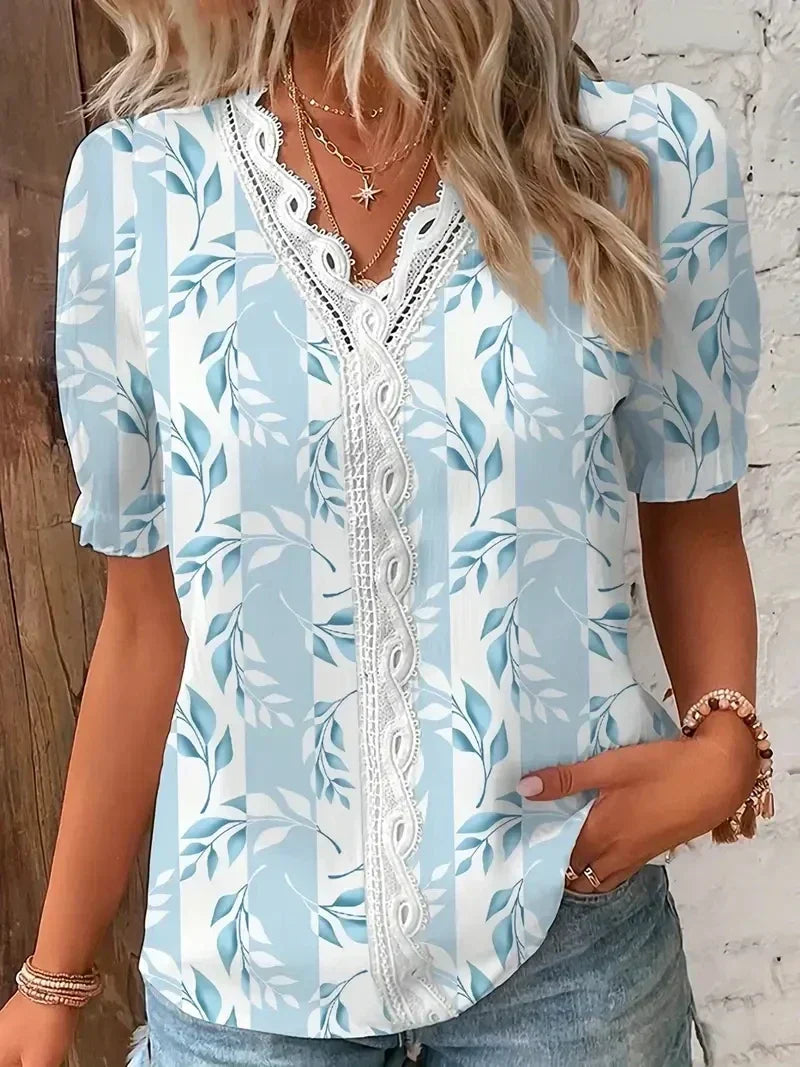 Joann™ Floral Lace V-Neck Blouse