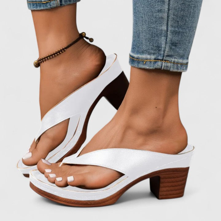 Women's Block Heel Thong Sandals with Ankle Strap