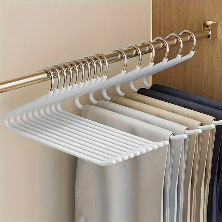 Space-saving open metal hangers for trousers, pants & skirts. Maximize closet space with sturdy, anti-rust design.