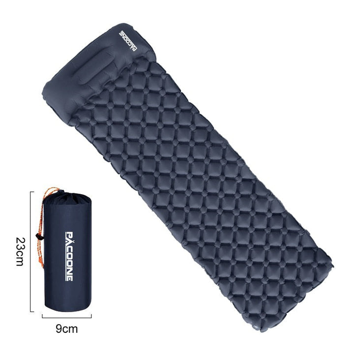 Essential outdoor gear: Inflatable sleeping pad with pump, ultralight & waterproof design.