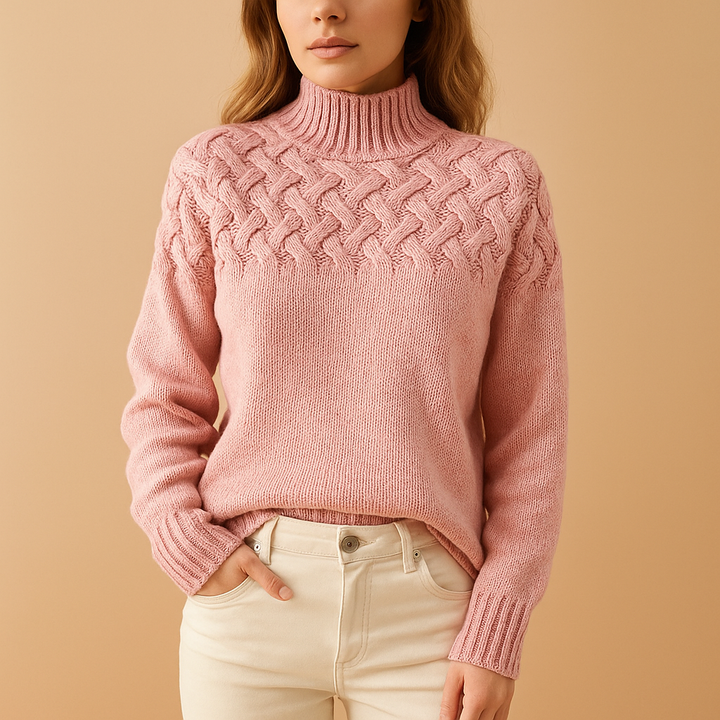 Versatile women's longline turtleneck sweater. Ideal for casual wear, layered looks, and fall/winter style.