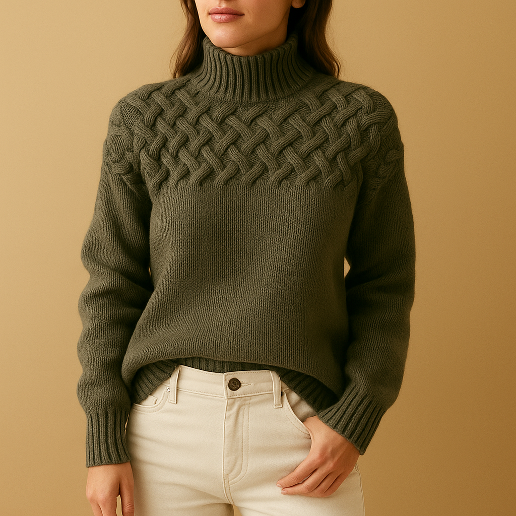 Chic women's longline turtleneck sweater, perfect for casual wear and elegant fall fashion outfits.