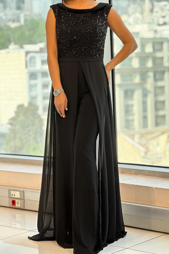 Women's Textured Crew-Neck Jumpsuit