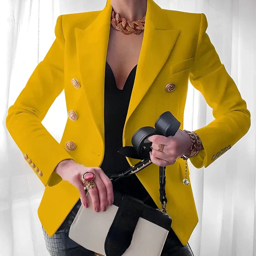 Women's Double Breasted Blazer with Gold Buttons