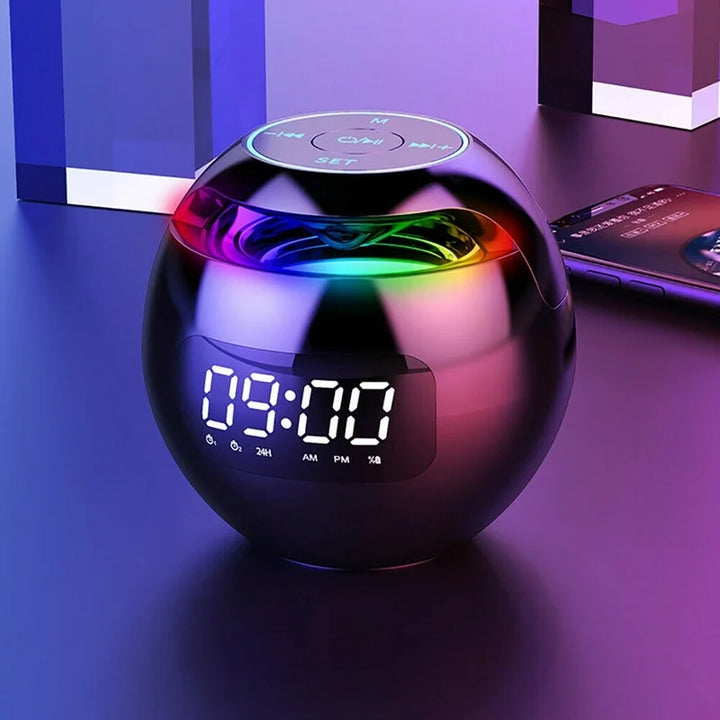 Modern digital alarm clock with Bluetooth speaker, night light, and dimmable display for your bedside table.