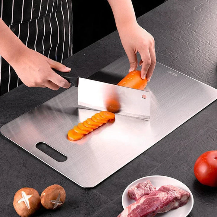 Double-sided hygienic chopping board, perfect for food prep & kitchen use. Durable cutting surface for home cooking.