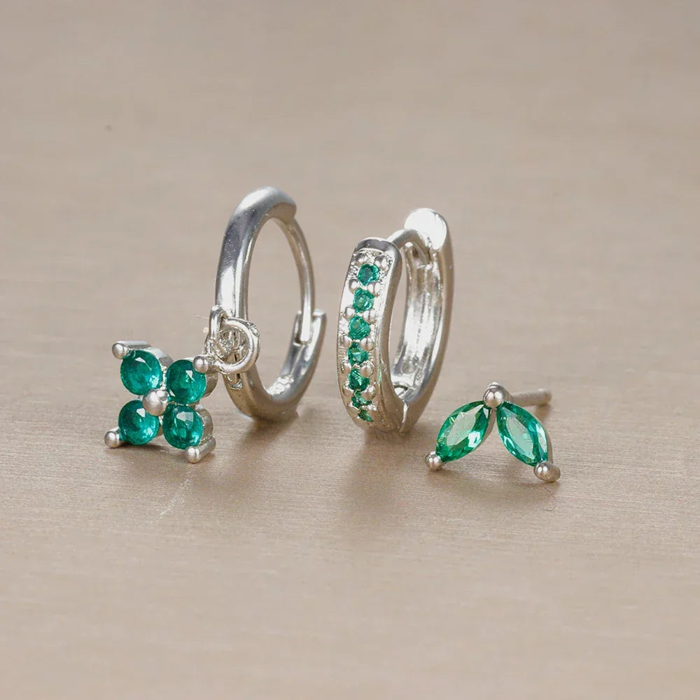 Stylish women's earring set, stackable with surgical steel hoops & studs, perfect for all-day comfort.