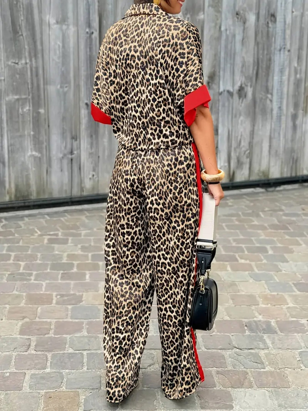 Women's Fluid Leopard Print Wide Ensemble