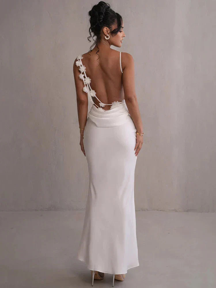 Exquisite floral patchwork maxi dress, women's elegant fashion for special evening occasions.