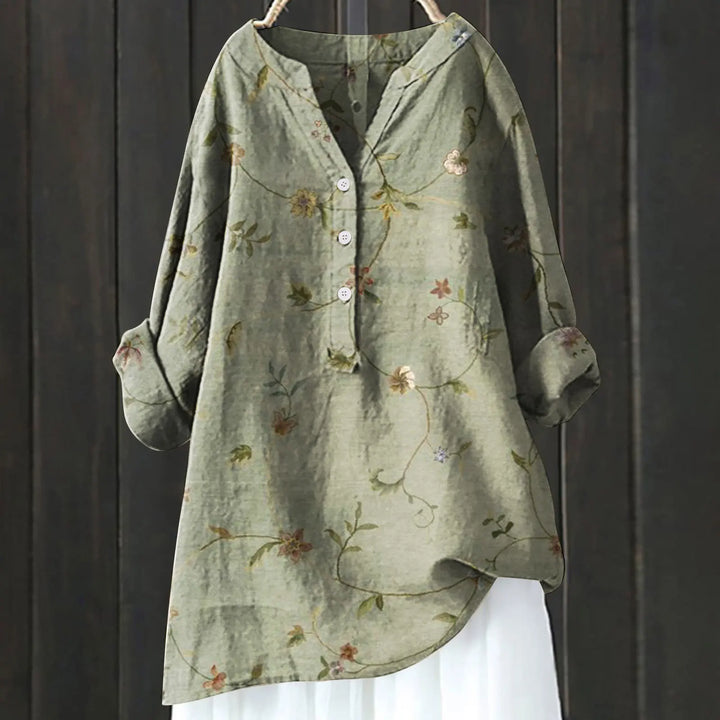 Spring fashion floral top for women, an elegant casual shirt, versatile & stylish.
