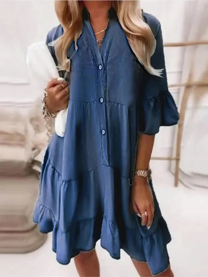Women's Denim Ruffle Dress