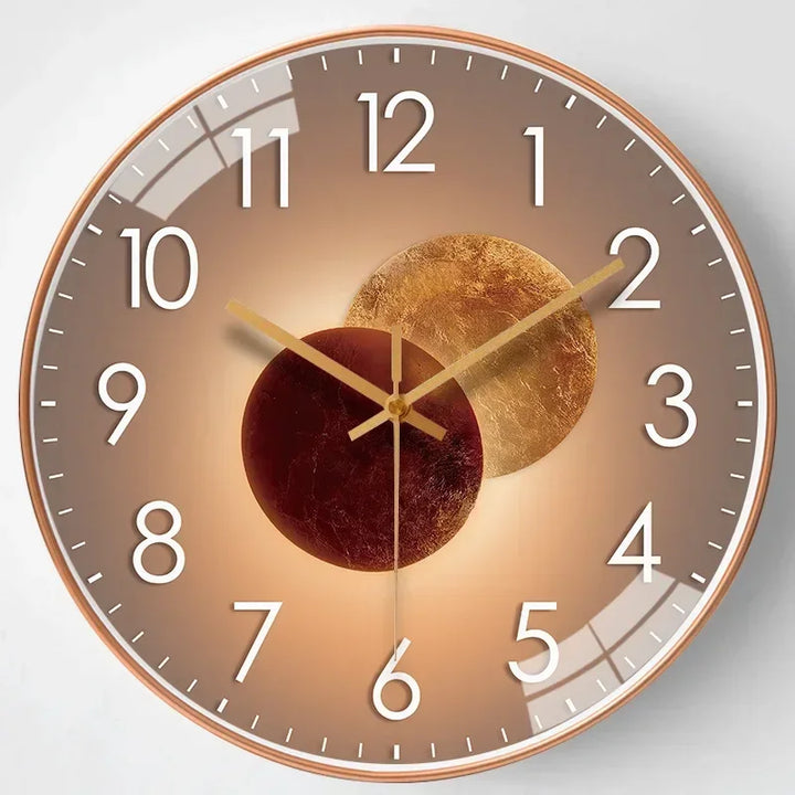 Elegant silent wall clock, modern design for living room decor. Quiet operation, sleek aesthetic home accent.