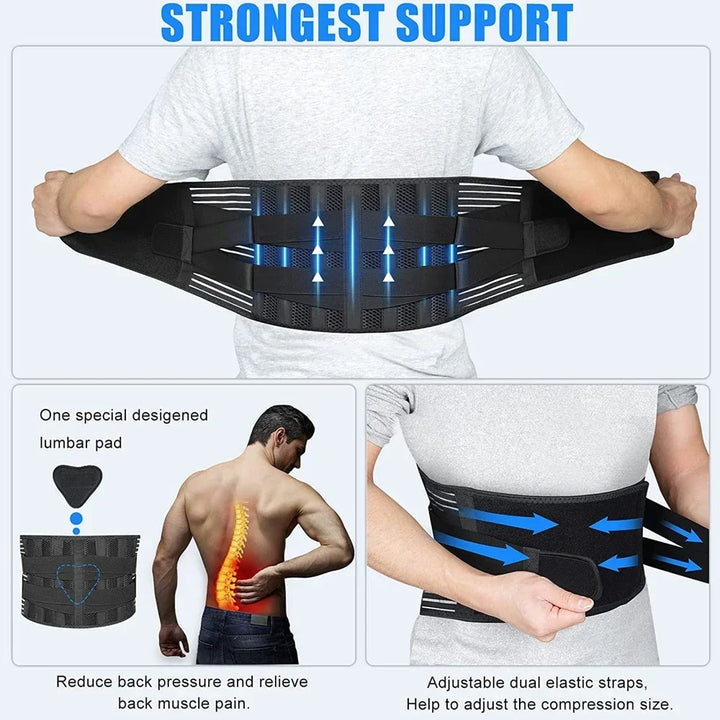 Adjustable lumbar and waist support belt, perfect for posture correction, work comfort, and daily pain relief.