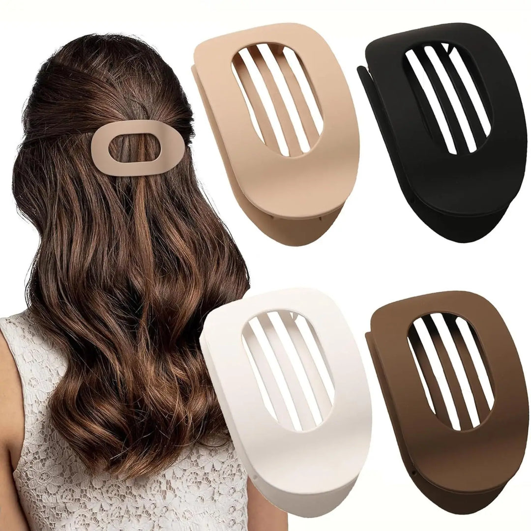 Oval Flat Hair Claw Clip - Matte Duckbill Clip for Women