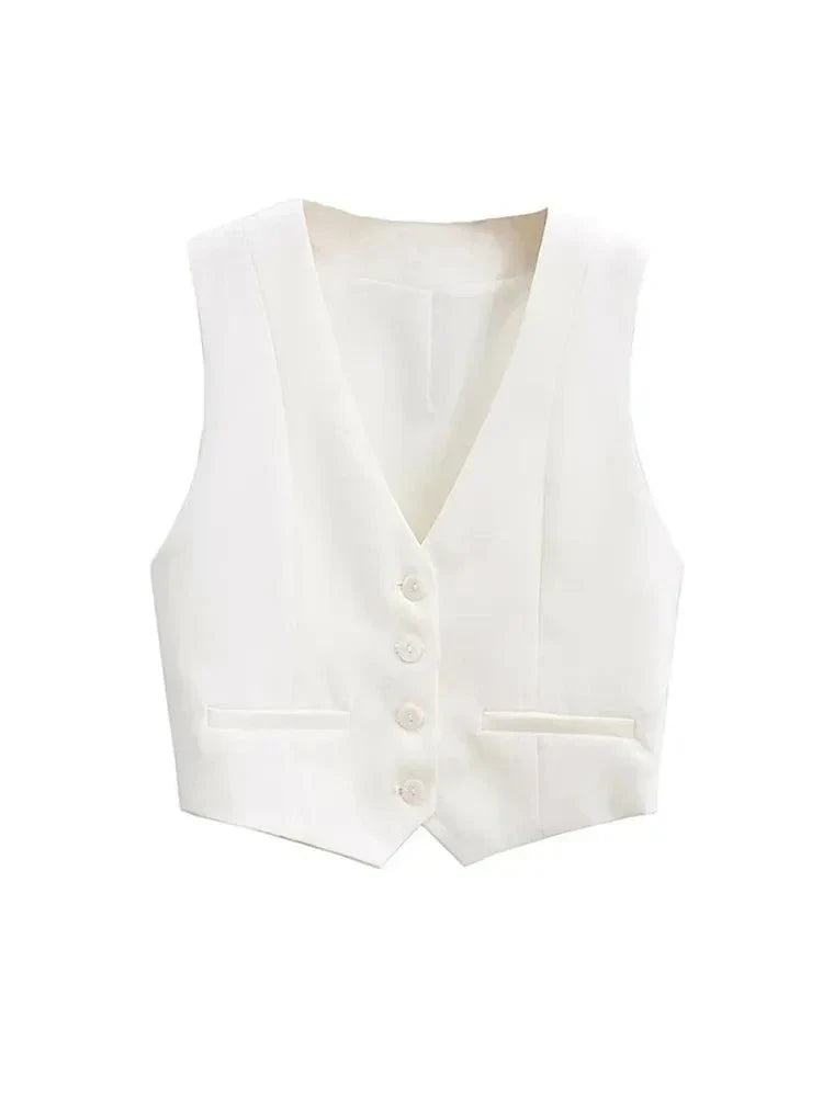 Versatile women's tailored vest, perfect for layering & creating casual elegance or a formal look.