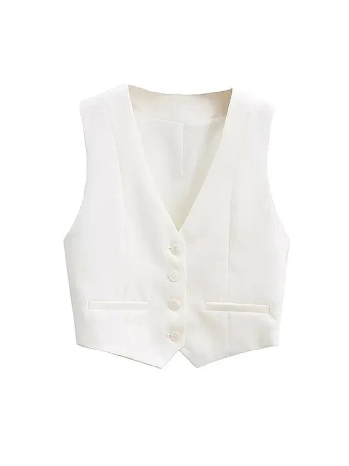 Versatile women's tailored vest, perfect for layering & creating casual elegance or a formal look.