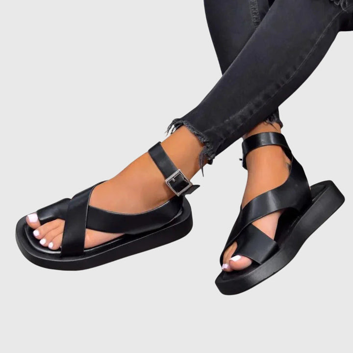 Chic women's summer sandals, strappy gladiator design on a fashionable platform.