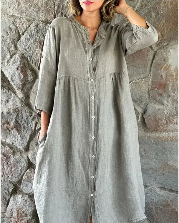 Women's V-Neck Long Sleeve Oversized Maxi Dress