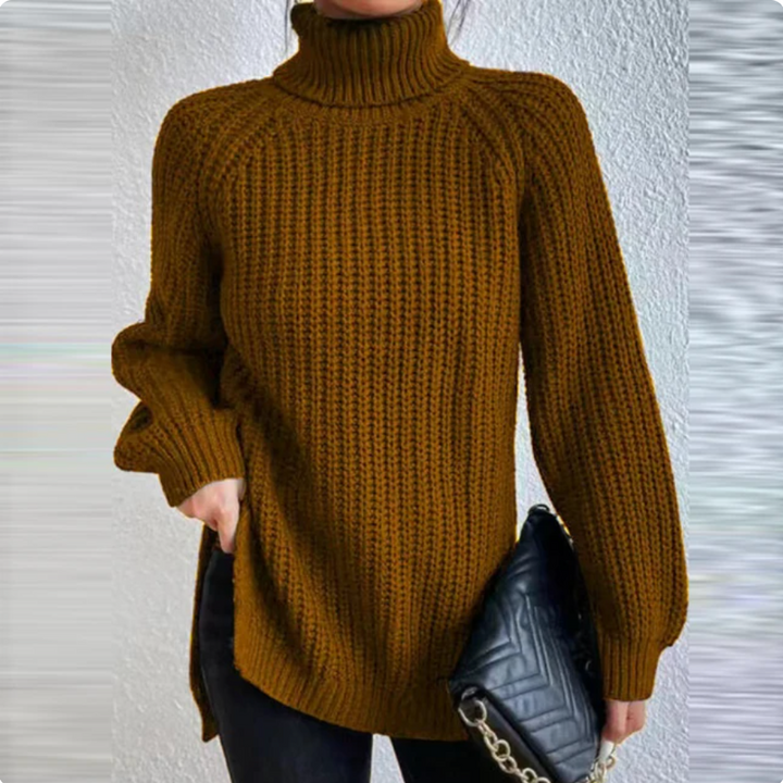 Must-have women's long sleeve turtleneck sweater, cozy knitwear for winter fashion.