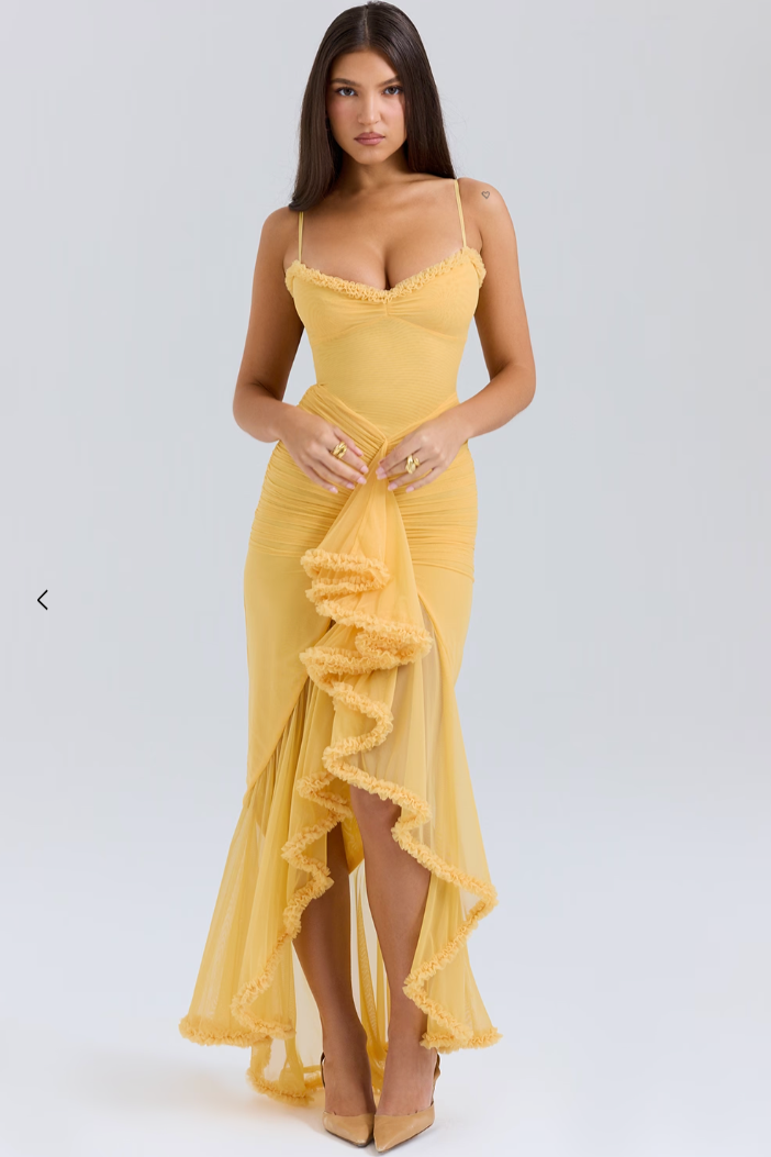 Women's Ruched Ruffle Party Dress
