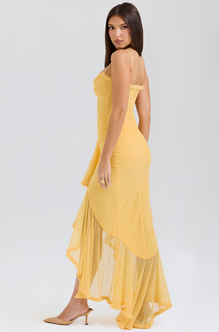 Women's Ruched Ruffle Party Dress